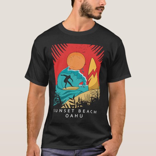 Creative Sunset Beach Travel Surf Palm Tree Oa T-Shirt (Vorderseite)