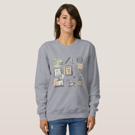 Creative Tools & Icons Collage – Hand-Drawn Sweatshirt (Vorne ganz)