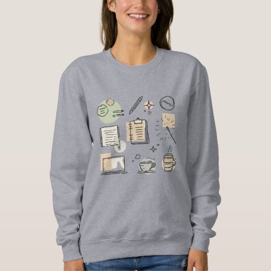 Creative Tools & Icons Collage – Hand-Drawn Sweatshirt (Vorderseite)
