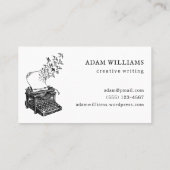 Creative Typewriter Professional Black and White Visitenkarte (Rückseite)