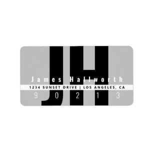 Creative Unique Modern   Schwarz-weiß Graue Adress Adressaufkleber