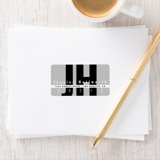 Creative Unique Modern | Schwarz-weiß Graue Adress Adressaufkleber (Insitu)