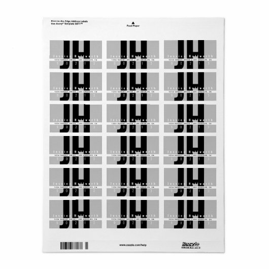 Creative Unique Modern | Schwarz-weiß Graue Adress Adressaufkleber (Vorne)