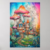 Creative Vintag Psychedelic Mushroom Zeichnend Poster (Vorne)