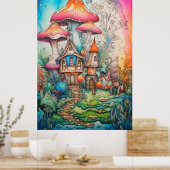 Creative Vintag Psychedelic Mushroom Zeichnend Poster (Küche)