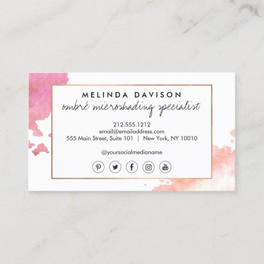 Creative Watercolor Eyebrows Microshading Visitenkarte (Rückseite)