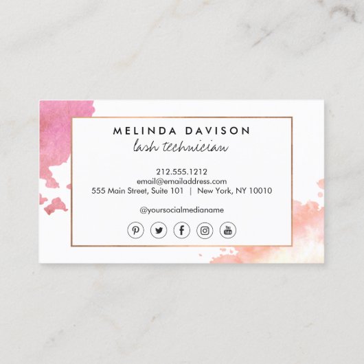 Creative Watercolor Eyelashes Visitenkarte (Rückseite)