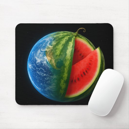 Creative Watermelon Planet Floating in Space. Mousepad (Mit Mouse)