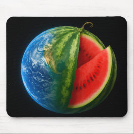 Creative Watermelon Planet Floating in Space. Mousepad