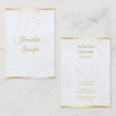 Creative White Marble Gold Moderne Handschrift Tex Visitenkarte (Vorne/Hinten)