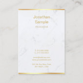 Creative White Marble Gold Moderne Handschrift Tex Visitenkarte (Rückseite)