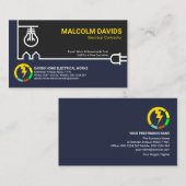 Creative White Power Line Electrical Contractor Visitenkarte (Vorne/Hinten)