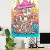 Creative Wild Psychedelic Mushroom Dwelling Art Poster (Heimbüro)