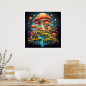 Creative Wild Psychedelic Mushrooms Poster (Küche)
