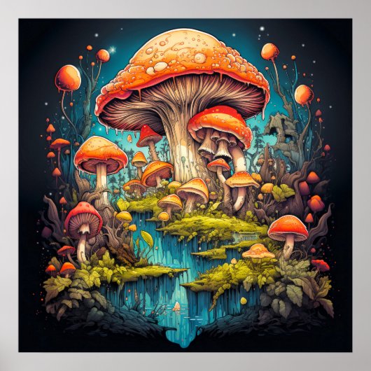 Creative Wild Psychedelic Mushrooms Poster (Vorne)