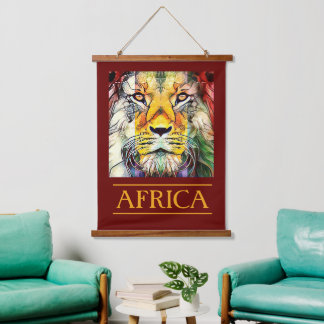 Creative Wildlife African Lion Travel Africa Wandteppich Mit Holzrahmen