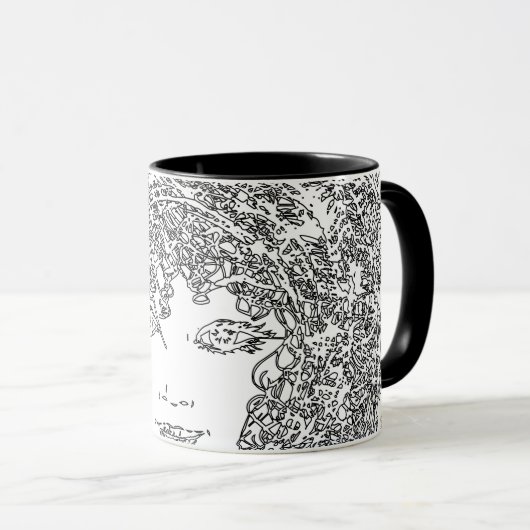 Creative Woman Schwarz-weiß Fireworks Tasse (VorderseiteRechts)