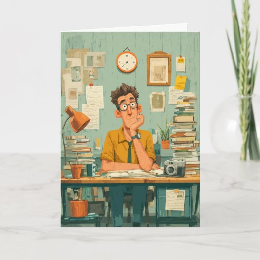 Creative Writer in Busy Office Karte (Vorderseite)