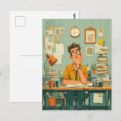 Creative Writer in Busy Office Postkarte (Vorne/Hinten)