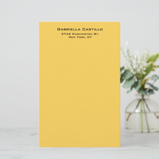 Creative Yellow Color Schlicht Elegant Einfach Briefpapier (Stehend Vorderseite)