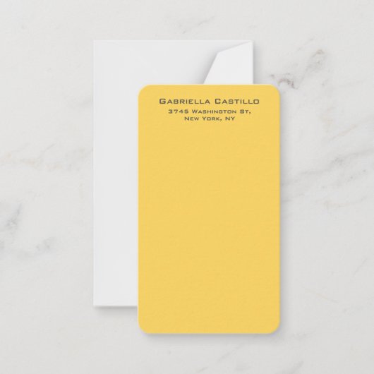Creative Yellow Color Schlicht Elegant Einfach Mitteilungskarte (Vorderseite)