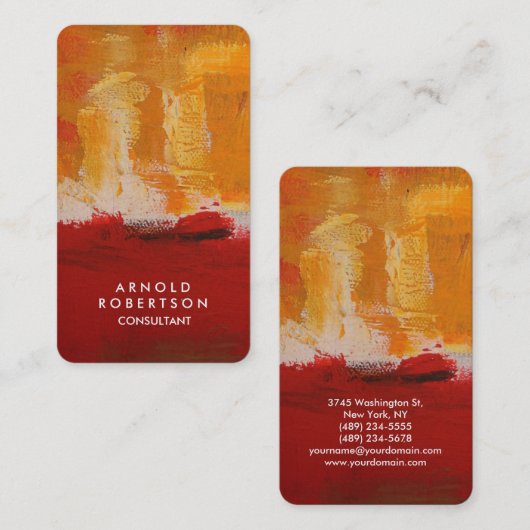 Creative Yellow Dark Brownk Abstrakte Rote Kunst Visitenkarte (Vorne/Hinten)