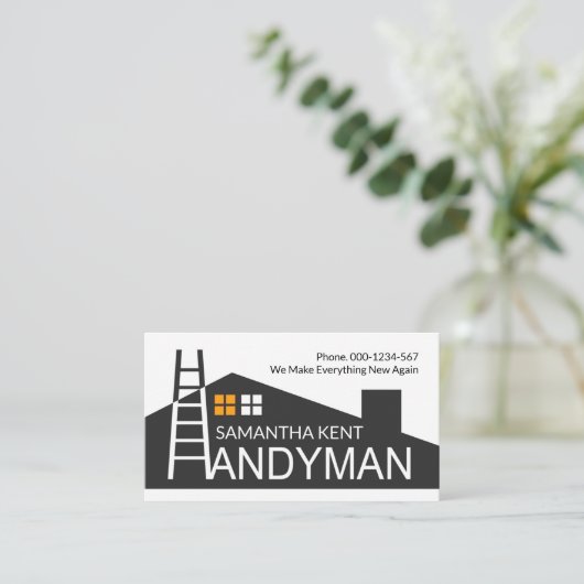 Creative Zuhause Gebäude Dachdeckerleiter Visitenkarte (Stehend Vorderseite)