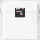 Creativity Is Intelligence Having Fun Colorful Art Quadratischer Aufkleber (Tasche)