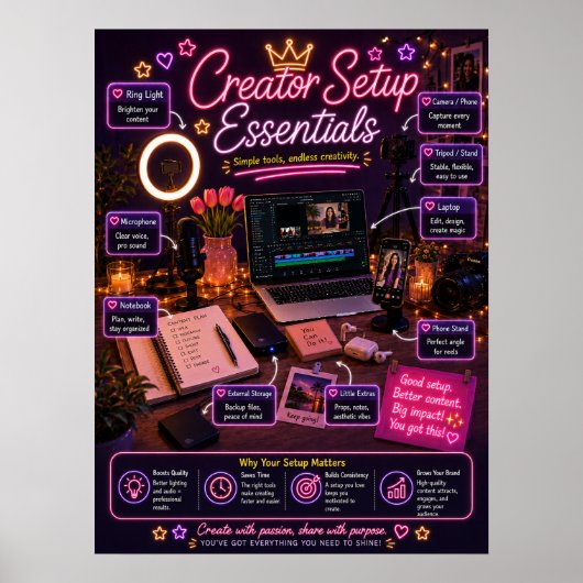 Creator Setup Essentials Neon Poster |  (Vorne)