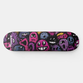 Creature crowd dark cartoonish street art skateboard