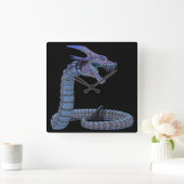 Creature Snake Blue Quadratische Wanduhr (Zuhause)