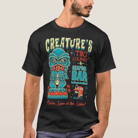Creature Tiki Lounge Lagoon Retro Hawaii Surf mov T-Shirt (Vorderseite)