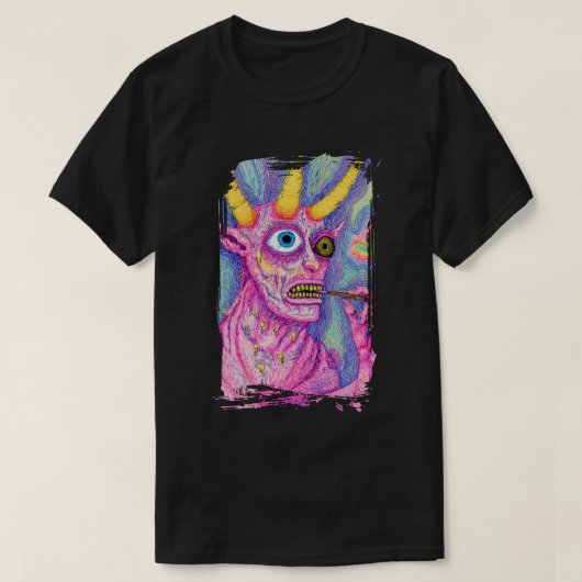 Creature with horns and something in its mouth T-Shirt (Design vorne)