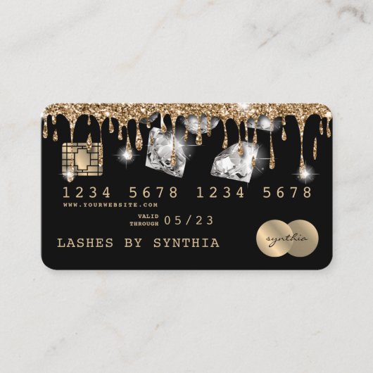 Credit Card Styled Dripping Gold Diamonds Visitenkarte (Vorderseite)