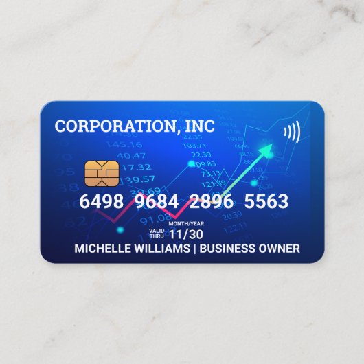 Credit | Debit Card | Financials | Stock Charts Visitenkarte (Vorderseite)