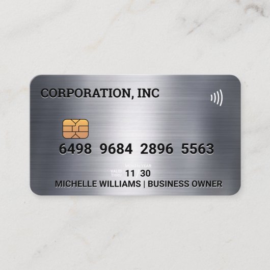 Credit | Debit Card | Metallic | Damask Pattern Visitenkarte (Vorderseite)