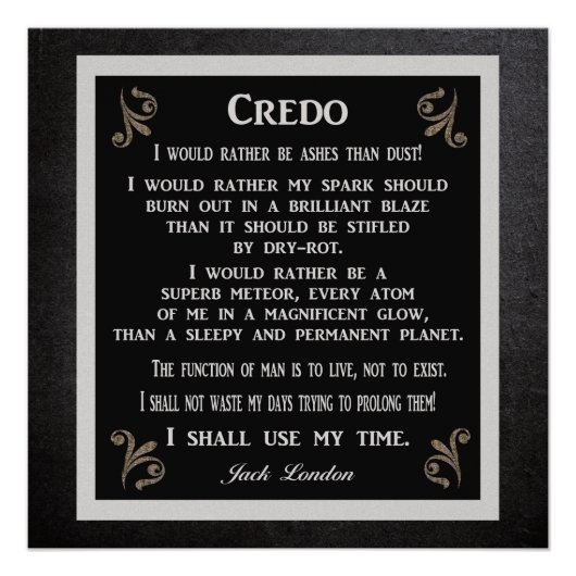 Credo — Jack London — Art Print Poster (Vorderseite)