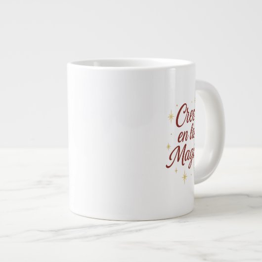 Cree en la Magia ✨ | Elegant Gold Christmas Design Jumbo-Tasse (Vorderseite Rechts)