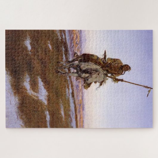 Cree Indian Charles M Russell Native American Art Puzzle (Horizontal)