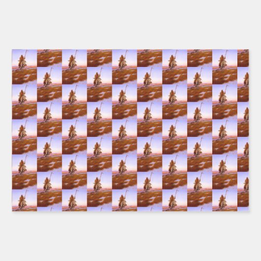 Cree Indian Native American Art Charles M Russell Geschenkpapier Set (Vorderseite)