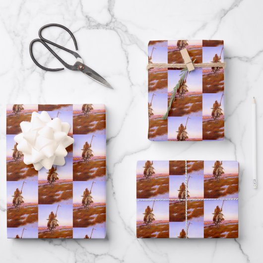 Cree Indian Native American Art Charles M Russell Geschenkpapier Set (Vorderseite)