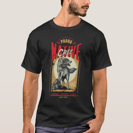 Cree Native American Indian Geborener Wolf-Geist R T-Shirt (Vorderseite)
