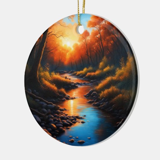 Creek Bank Sunrise Keramik Ornament (Links)
