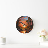 Creek Bank Sunrise Runde Wanduhr (Zuhause)