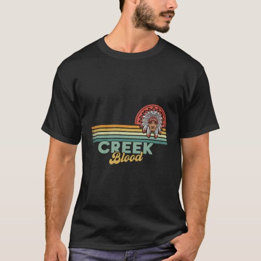 Creek Blood Sun Indian American Headdress T-Shirt (Vorderseite)