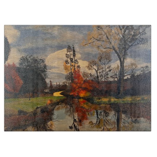 Creek Side im Herbst, Original von Gary Poling Schneidebrett (Vorderseite)