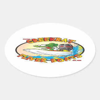 Creekrat Cartoon Fliver Boat Fun Decks Ovaler Aufkleber