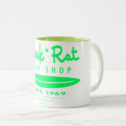 Creekrat Cartoon Studios Creek Rat Surf Shop Zweifarbige Tasse (VorderseiteRechts)