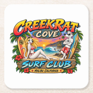 CreekRat® CreekRat Co. Topanga - Malibu - CA Rechteckiger Pappuntersetzer