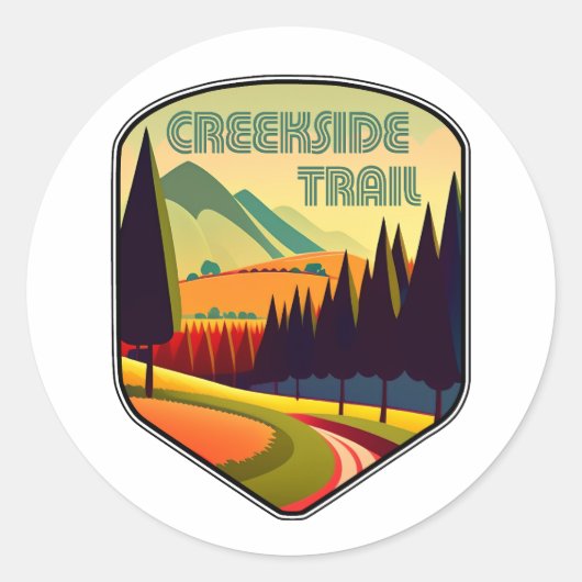 Creekside Trail Ohio Farben Runder Aufkleber (Vorderseite)